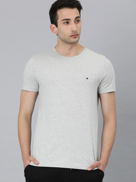 

Tommy Hilfiger Men Grey Solid Round Neck Organic Cotton T-shirt
