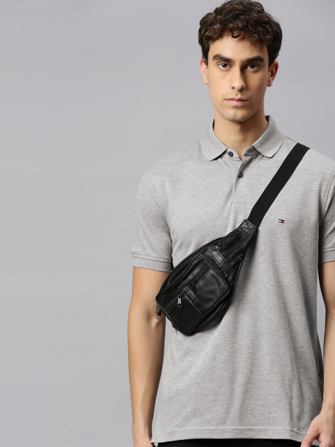 

Tommy Hilfiger Men Grey Solid Polo Collar T-shirt