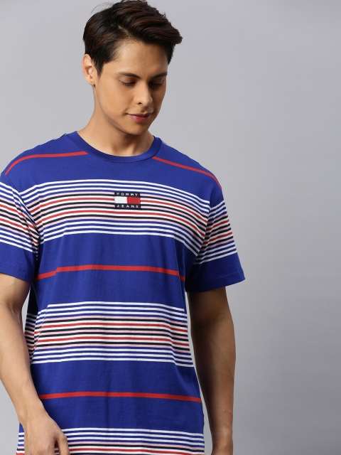 

Tommy Hilfiger Men Blue Striped Round Neck T-shirt
