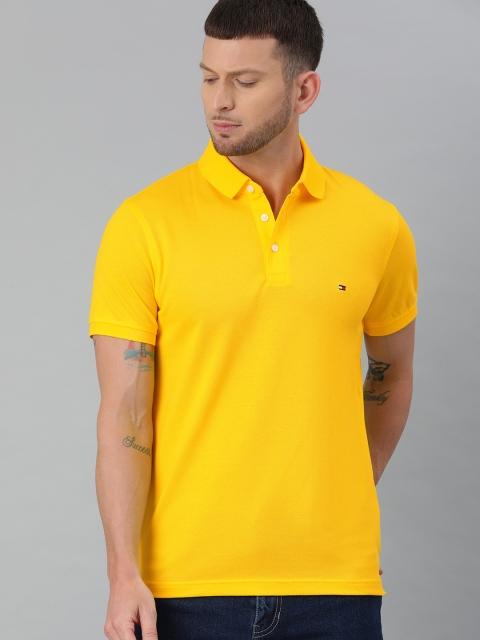 

Tommy Hilfiger Men Yellow Solid Slim Fit Polo Collar T-shirt