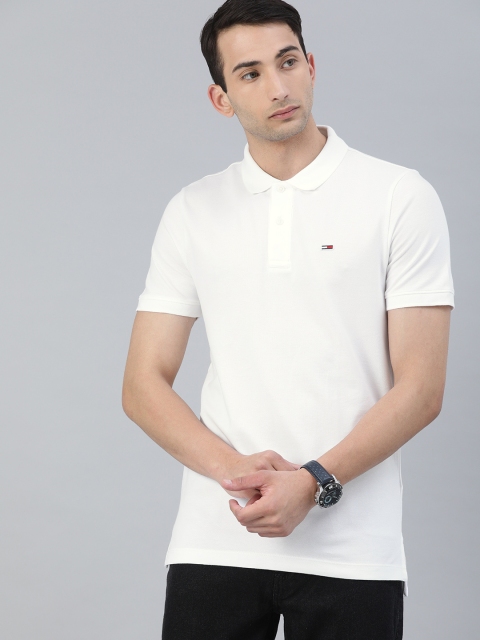 

Tommy Hilfiger Men White Solid Polo Collar T-shirt