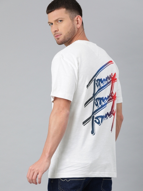 

Tommy Hilfiger Men White Printed Round Neck Pure Cotton T-shirt