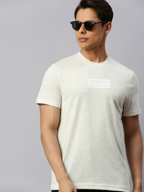 

Tommy Hilfiger Men Off-White Solid Round Neck T-shirt