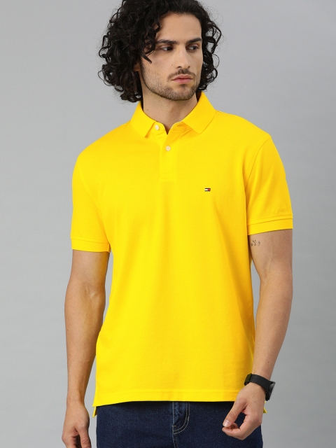 

Tommy Hilfiger Men Yellow Solid Polo Collar T-shirt