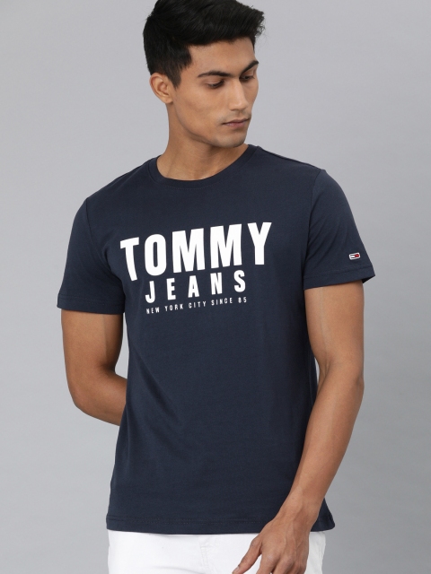 

Tommy Hilfiger Men Navy Blue Brand Logo Organic Cotton Round Neck Sustainable T-shirt
