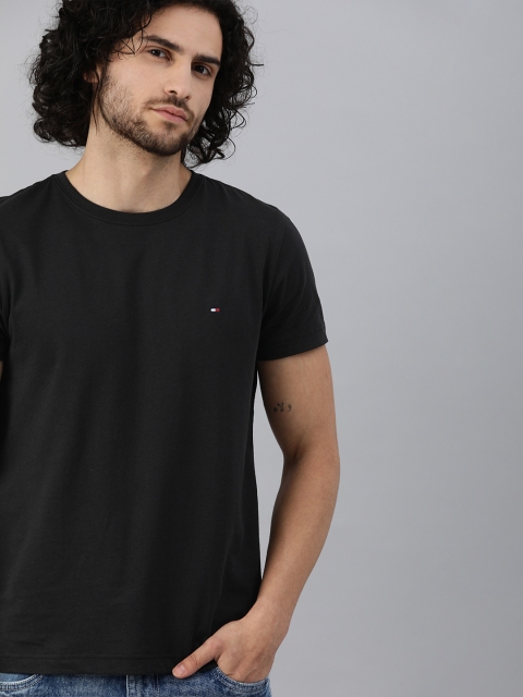 

Tommy Hilfiger Men Black Solid Round Neck T-shirt