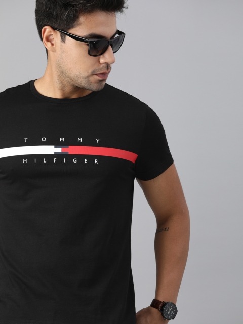 

Tommy Hilfiger Men Black Printed Round Neck T-shirt