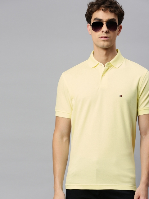 

Tommy Hilfiger Men Yellow Solid Polo Collar T-shirt