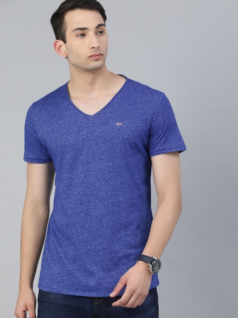 

Tommy Hilfiger Men Blue Slim Fit Solid V-Neck T-shirt