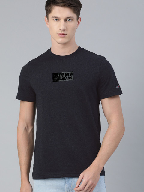 

Tommy Hilfiger Men Navy Blue Printed Polo Collar T-shirt