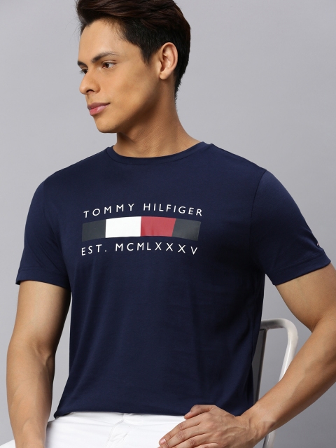 

Tommy Hilfiger Men Navy Blue Printed Round Neck T-shirt