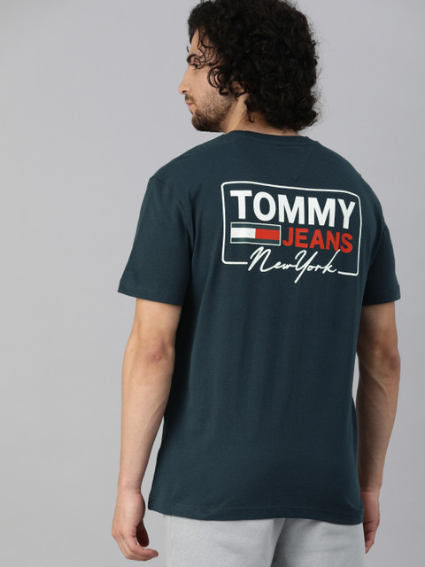 

Tommy Hilfiger Men Navy Blue Back Printed Round Neck Organic Cotton T-shirt