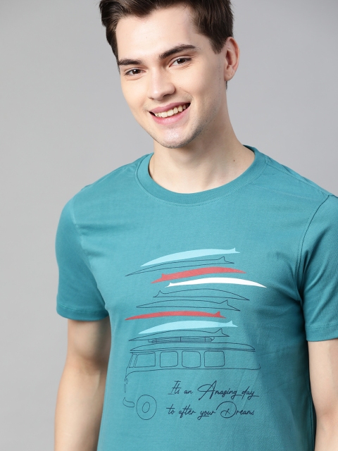 

Mast & Harbour Men Blue Printed T-shirt