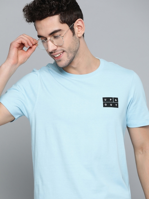 

Mast & Harbour Men Blue Solid Cotton Round Neck T-shirt