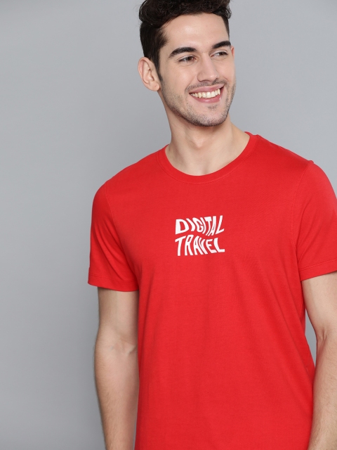 

Mast & Harbour Men Red Pure Cotton Printed Detail Round Neck T-shirt