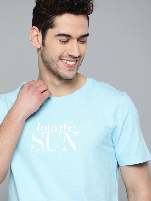 

Mast & Harbour Men Blue Printed Round Neck T-shirt, Green