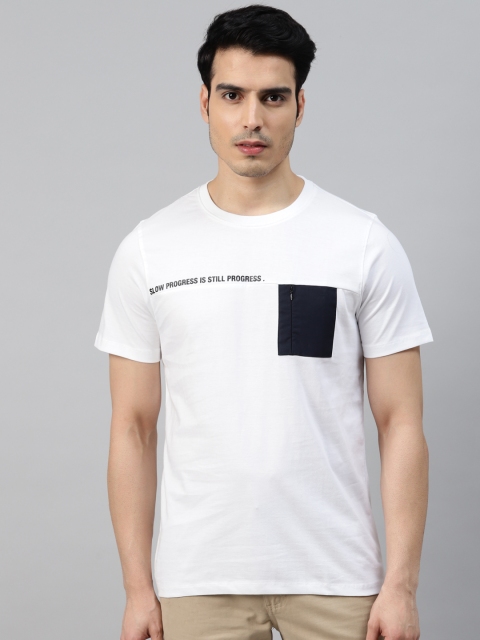 

Mast Harbour Men White Typography Printed Pure Cotton Handcrafted Pure Cotton T-shirt