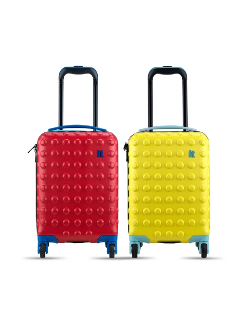 

IT luggage Unisex Kids Set of 2 Red & Yellow Textured Hard-Side Cabin Trolley Bags