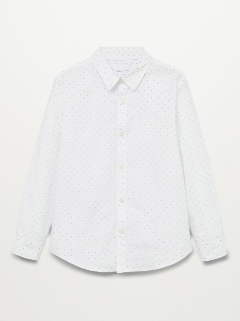

Mango Kids Boys White & Black Pure Cotton Micro Ditsy Print Sustainable Shirt