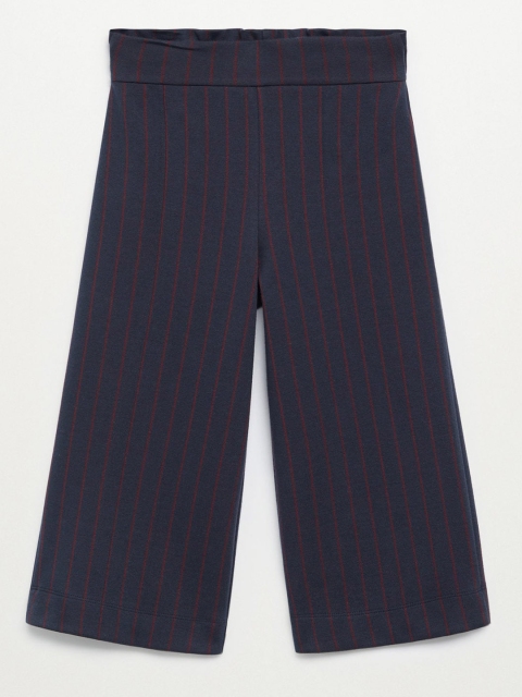 

Mango Kids Girls Navy Blue & Red Regular Fit Striped Cropped Culottes