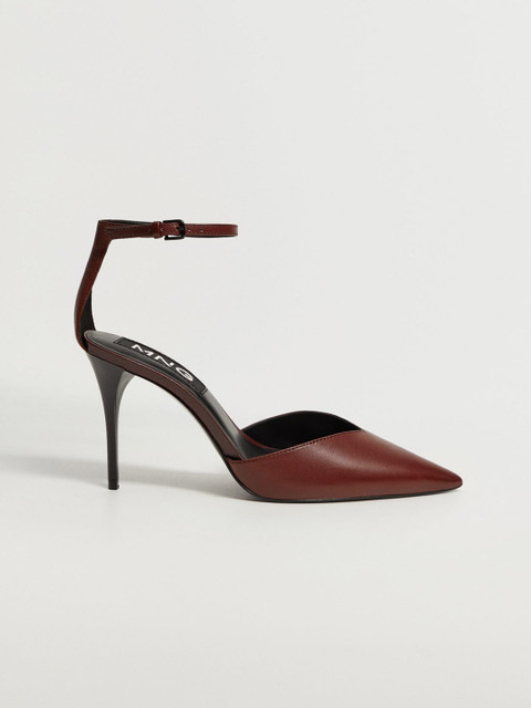 

MANGO Women Burgundy Solid Sustainable Leather Pumps