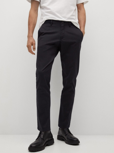 

MANGO MAN Sustainable Black Tapered Fit Cropped Solid Chinos