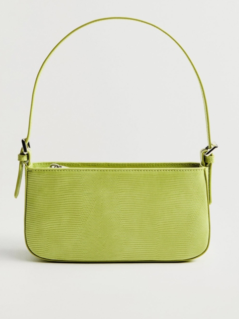 

MANGO Lime Green Mini Snakeskin Textured Handheld Bag