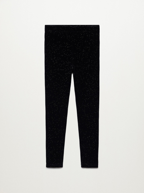 

Mango Kids Girls Black Glitter Velvet Finish Leggings