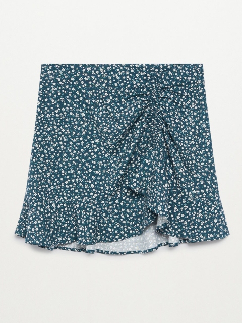 

Mango Kids Girls Green & White Sustainable Ditsy Floral Print Mini Trumpet Skirt