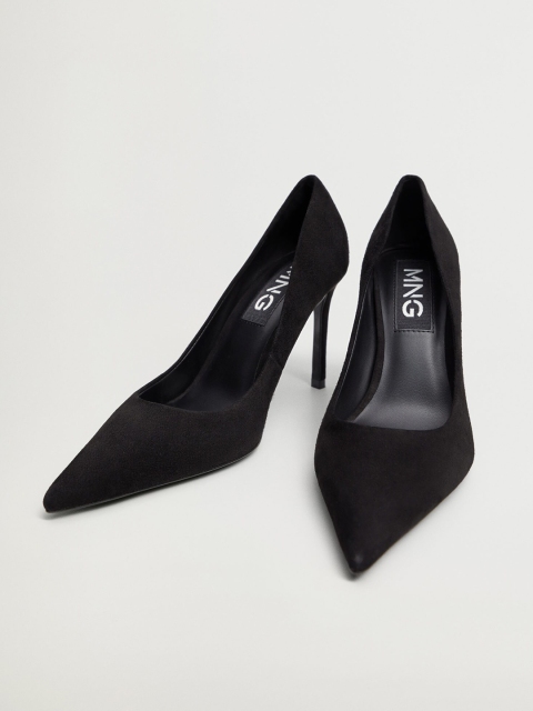 

MANGO Women Black Solid Sustainable Leather Pumps