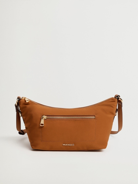 

MANGO Brown Solid Sustainable Hobo Bag