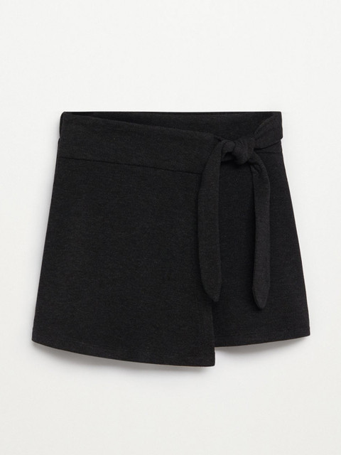

Mango Kids Girls Charcoal Grey Solid Bow Wrap Skirt