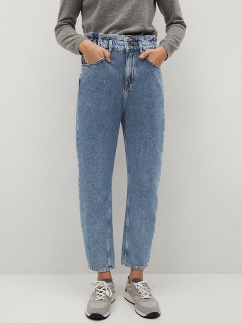 

MANGO Women Blue Sustainable Cotton Straight Fit High-Rise Clean Look Slouchy Jeans