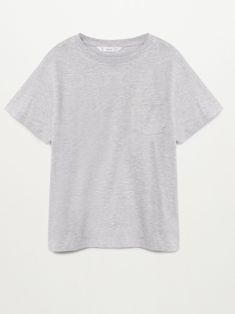 

Mango Kids Boys Grey Melange Solid Round Neck Sustainable T-shirt