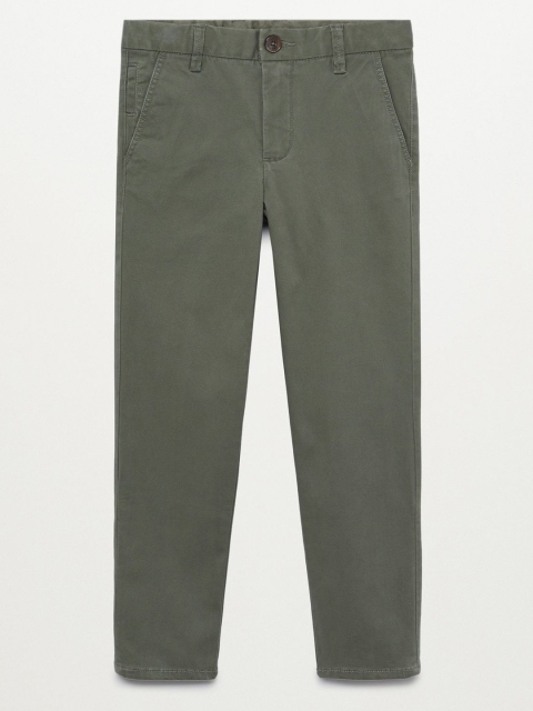 

Mango Kids Boys Olive Green Regular Fit Solid Chinos