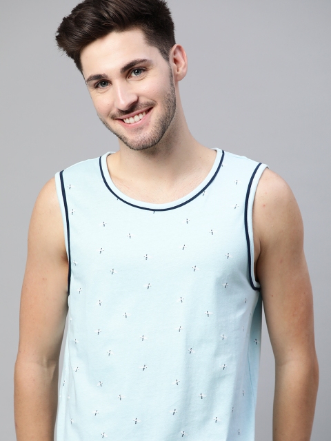 

Mast Harbour Men Blue Handcrafted Pure Cotton Printed Pure Cotton T-shirt