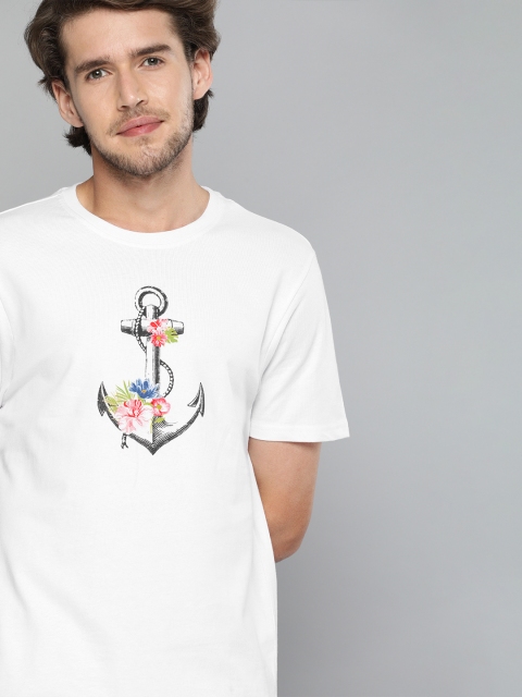 

Mast Harbour Men White Printed Pure Cotton T-shirt