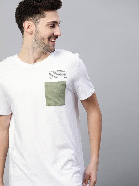 

Mast & Harbour Men White Solid Pure Cotton T-shirt