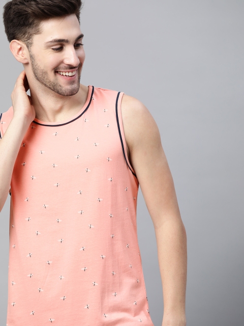 

Mast Harbour Men Pink Black Printed Pure Cotton Handcrafted Pure Cotton T-shirt