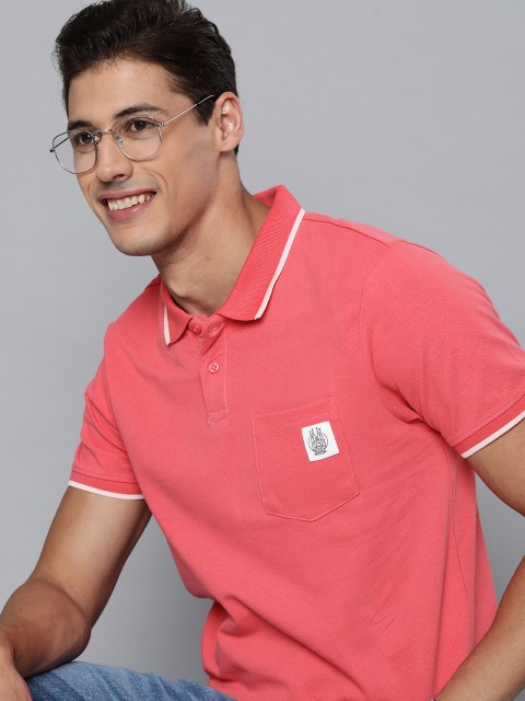 

Mast & Harbour Men Pink Pure Cotton Polo Collar Wardrobe Essentials T-shirt