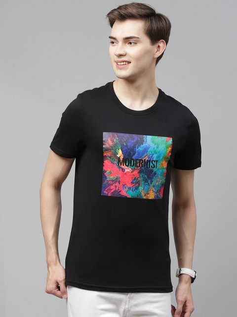 

Mast Harbour Men Black Handcrafted Pure Coton Printed Pure Cotton T-shirt
