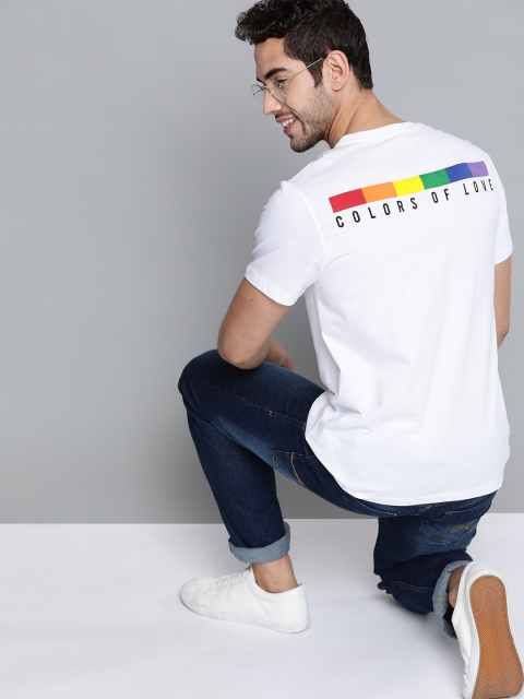 

Mast & Harbour Men White Printed Round Neck T-shirt