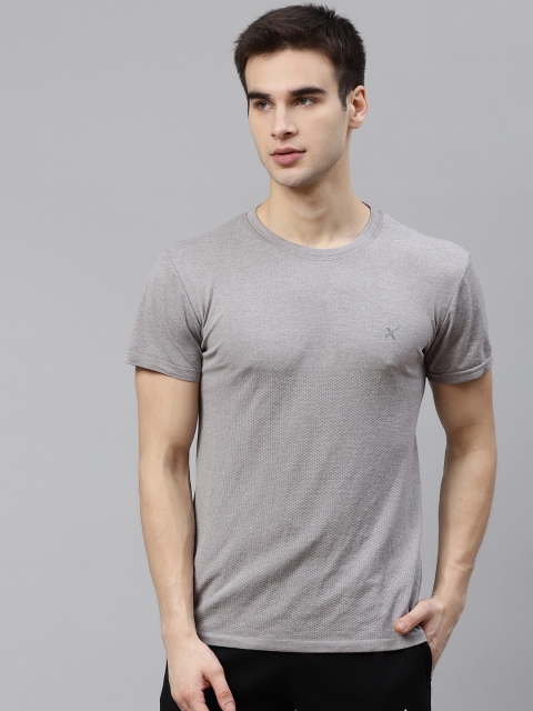 

HRX By Hrithik Roshan Men Grey Melange Solid Seamless Melange Rapid-Dry Yoga Tshirt