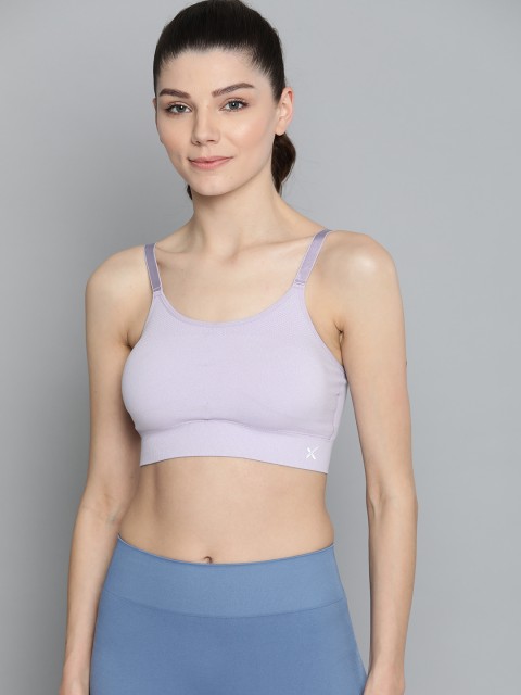 

HRX By Hrithik Roshan Women Teal Melange Solid Seamless Melange Rapid-Dry Yoga Sports Bra, Lavender