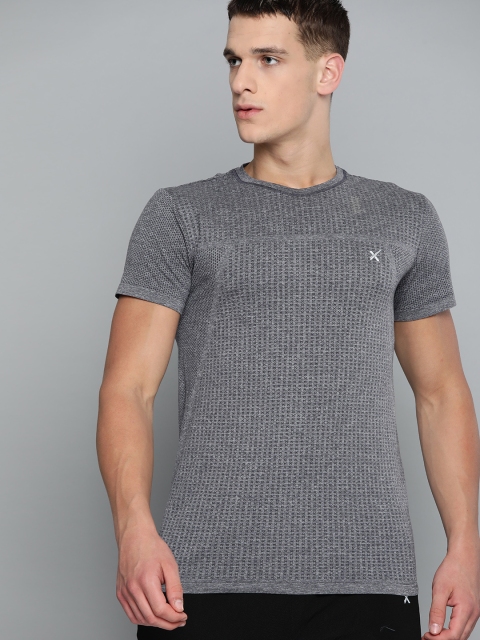 

HRX By Hrithik Roshan Men Anthra Melange Solid Seamless Melange Rapid-Dry Running Tshirt, Grey