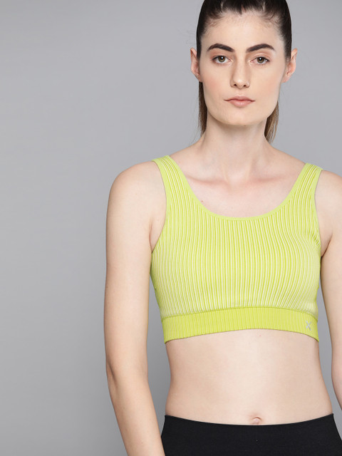 

HRX By Hrithik Roshan Women Deep Lichen Solid Seamless Rapid-Dry Antimicrobial Yoga Sports Bra, Fluorescent green