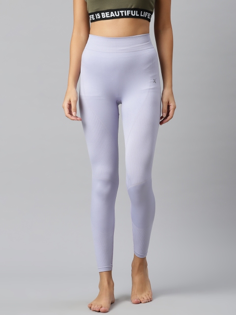 

HRX By Hrithik Roshan Women Aleutian Solid Skinny Fit Seamless Rapid-Dry Yoga Tights, Lavender