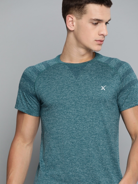 

HRX By Hrithik Roshan Men Teal Melange Solid Seamless Melange Rapid-Dry Yoga Tshirt