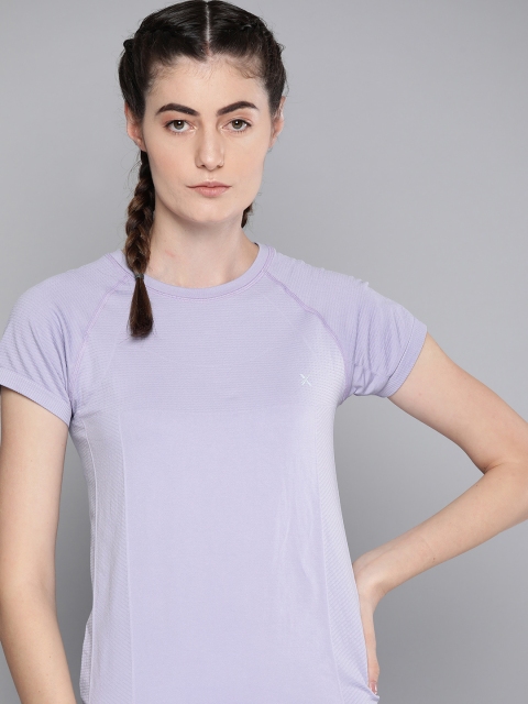 

HRX By Hrithik Roshan Women Aleutian Solid Seamless Rapid-Dry Antimicrobial Yoga Tshirt, Lavender