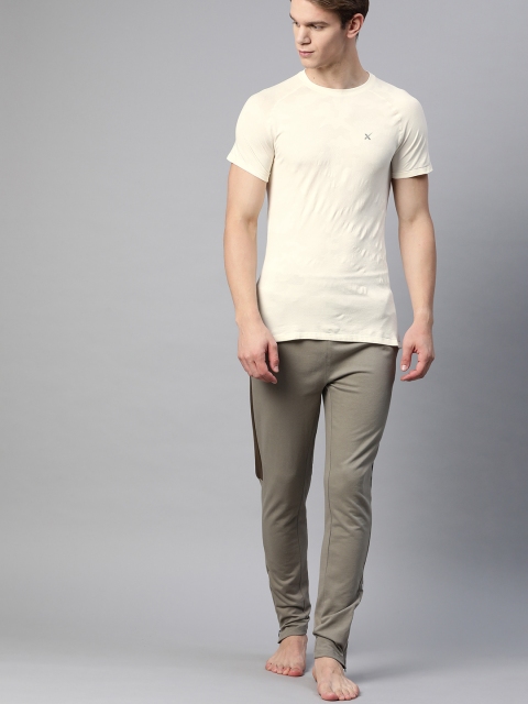 

HRX By Hrithik Roshan Men Unbleached Slim Fit Seamless Camouflage Rapid-Dry Yoga Tshirt, Cream